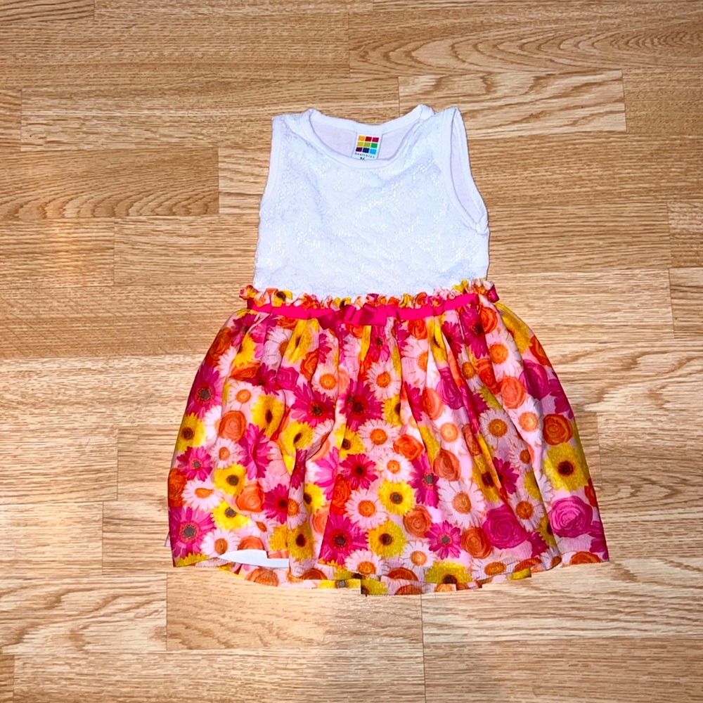 Healthtex White Lace and Floral Sleeveless Dress Size 24 Months